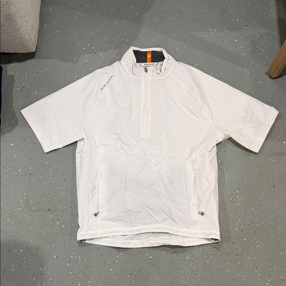 Peter Millar White Half-Zip Windbreaker